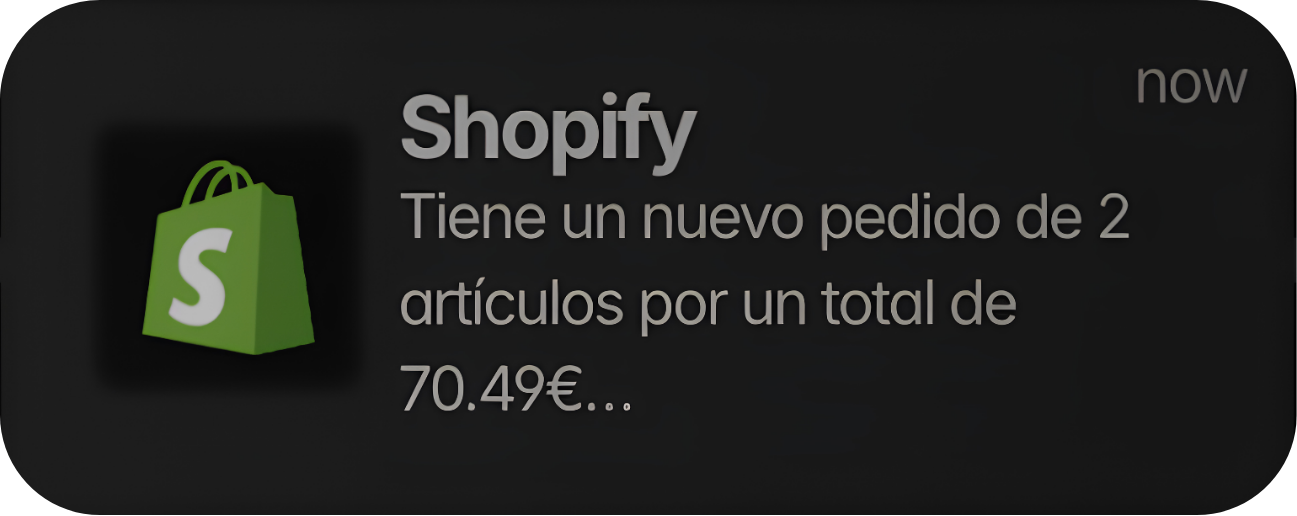 Notificación de Shopify